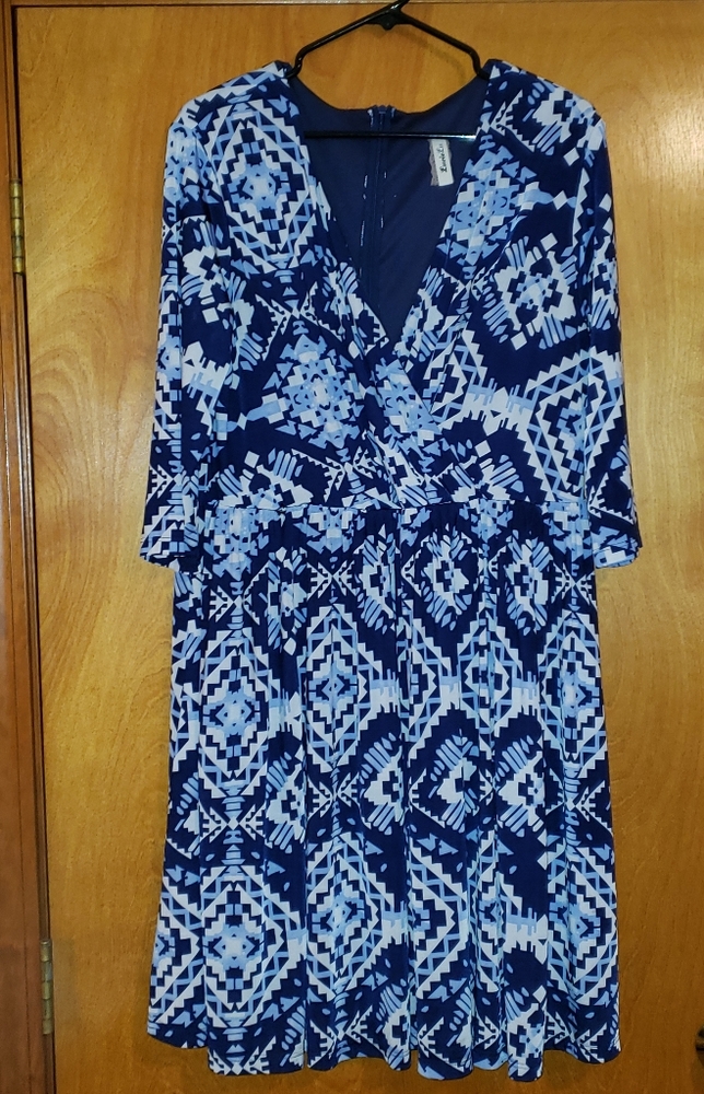 V Neck Faux Wrap Dress